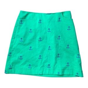 Vintage Y2K LILLY PULITZER Anchor Print Women’s Green Cotton Skirt Size 28”